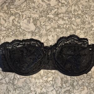 Cabernet Black Lace Strapless Bra size 38C